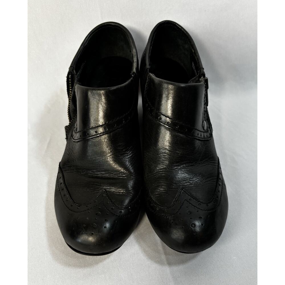 BORN Womens SIZE 9M Shoes Black Leather Platform Wedge Mules Clogs - Picture 3 of 8